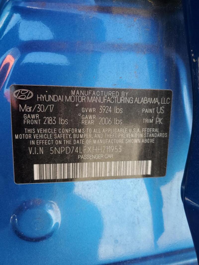 2017 HYUNDAI ELANTRA SE - 5NPD74LFXHH211953 | SeoVin.biz