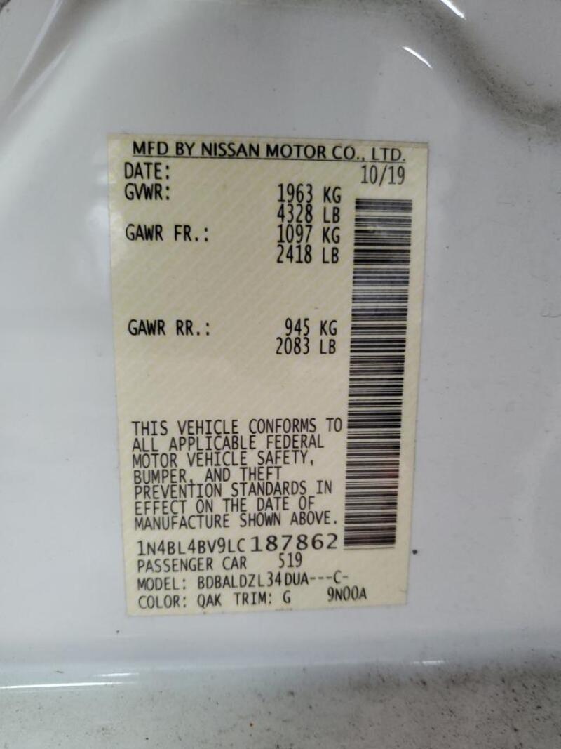 2020 NISSAN ALTIMA S - 1N4BL4BV9LC187862 | SeoVin.biz