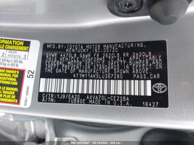 2020 TOYOTA CAMRY SE - 4T1M11AK5LU367280 | SeoVin.biz