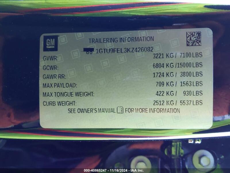 2019 GMC SIERRA 1500 DENALI - 1GTU9FEL3KZ426082 | SeoVin.biz