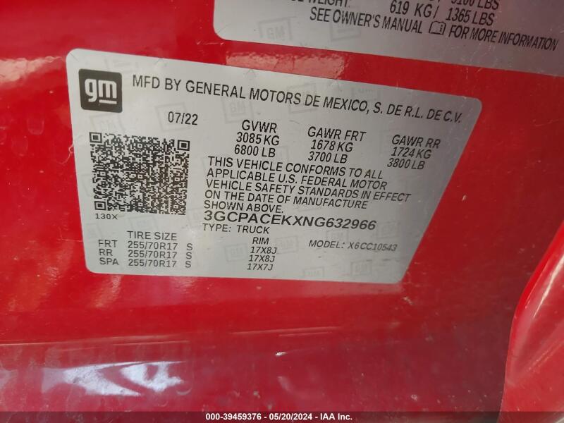 2022 CHEVROLET SILVERADO 1500 2WD SHORT BED LT - 3GCPACEKXNG632966 | SeoVin.biz