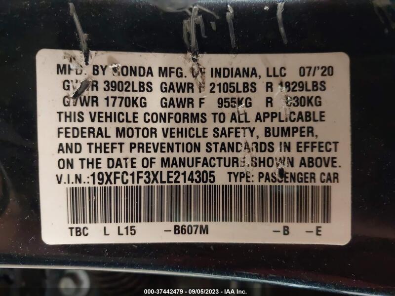 2020 HONDA CIVIC EX - 19XFC1F3XLE214305 | SeoVin.biz