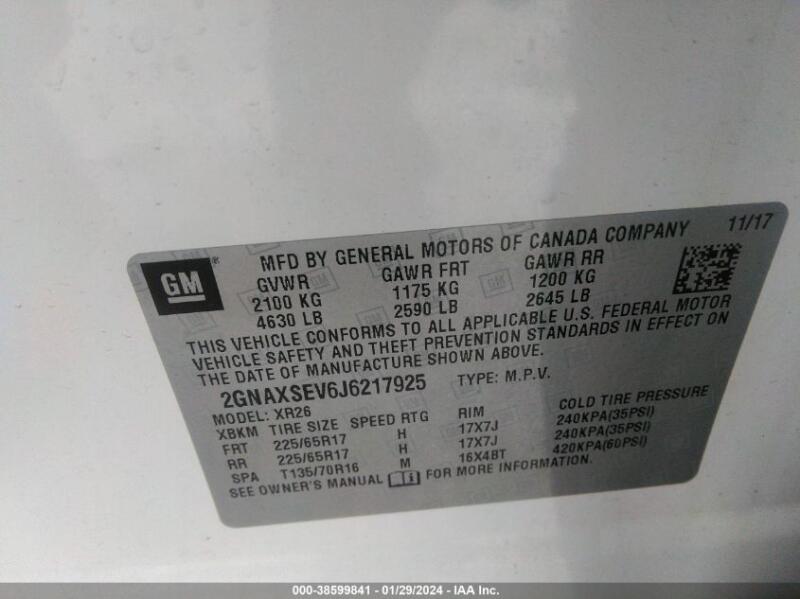 2018 CHEVROLET EQUINOX LT - 2GNAXSEV6J6217925 | SeoVin.biz