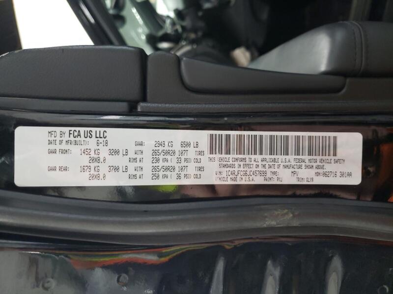 2018 JEEP GRAND CHEROKEE OVERLAND - 1C4RJFCG6JC457699 | SeoVin.biz