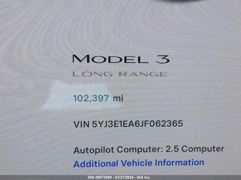 2018 TESLA MODEL 3 LONG RANGE/MID RANGE - 5YJ3E1EA6JF062365 | SeoVin.biz