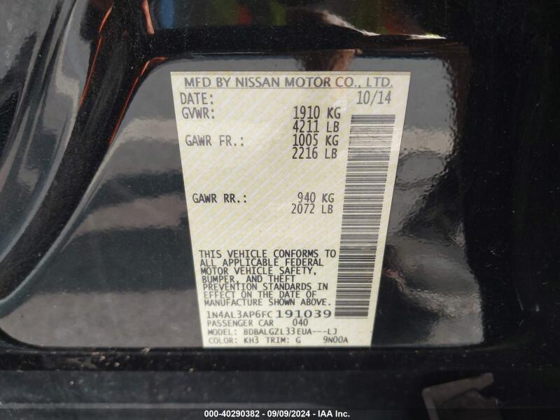 2015 NISSAN ALTIMA 2.5 S - 1N4AL3AP6FC191039 | SeoVin.biz