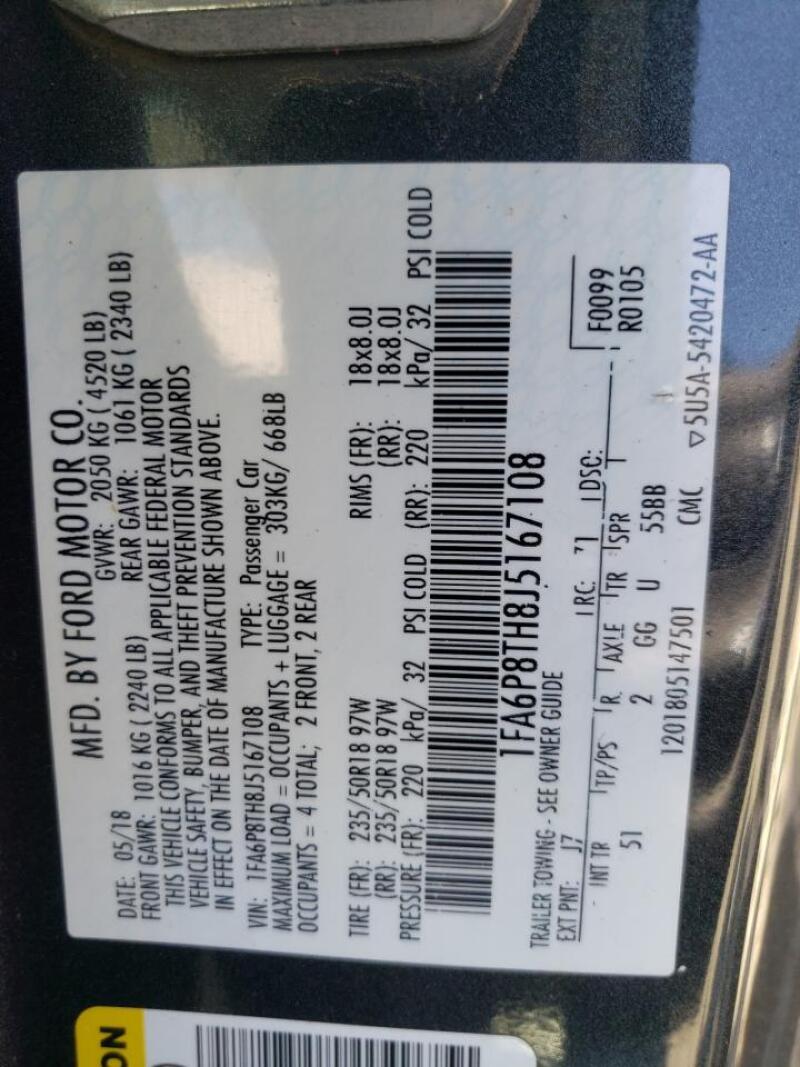 2018 FORD MUSTANG - 1FA6P8TH8J5167108 | SeoVin.biz