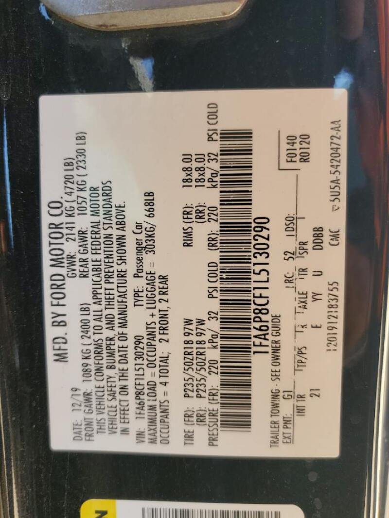 2020 FORD MUSTANG GT - 1FA6P8CF1L5130290 | SeoVin.biz