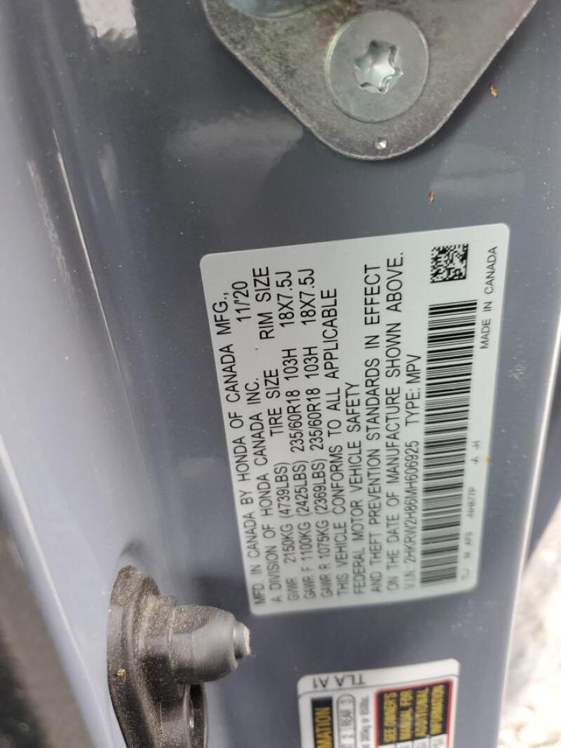 2021 HONDA CR-V EXL - 2HKRW2H86MH606925 | SeoVin.biz