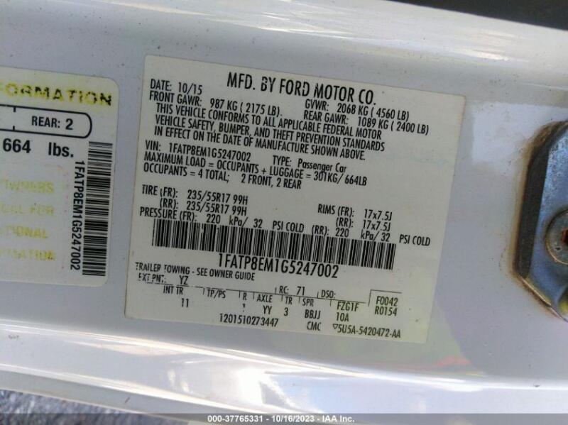 2016 FORD MUSTANG V6 - 1FATP8EM1G5247002 | SeoVin.biz