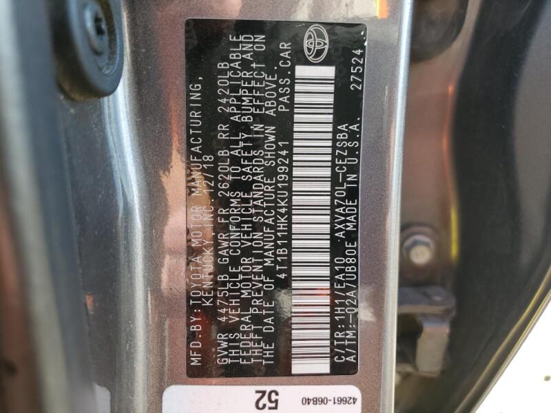 2019 TOYOTA CAMRY L - 4T1B11HK4KU199241 | SeoVin.biz