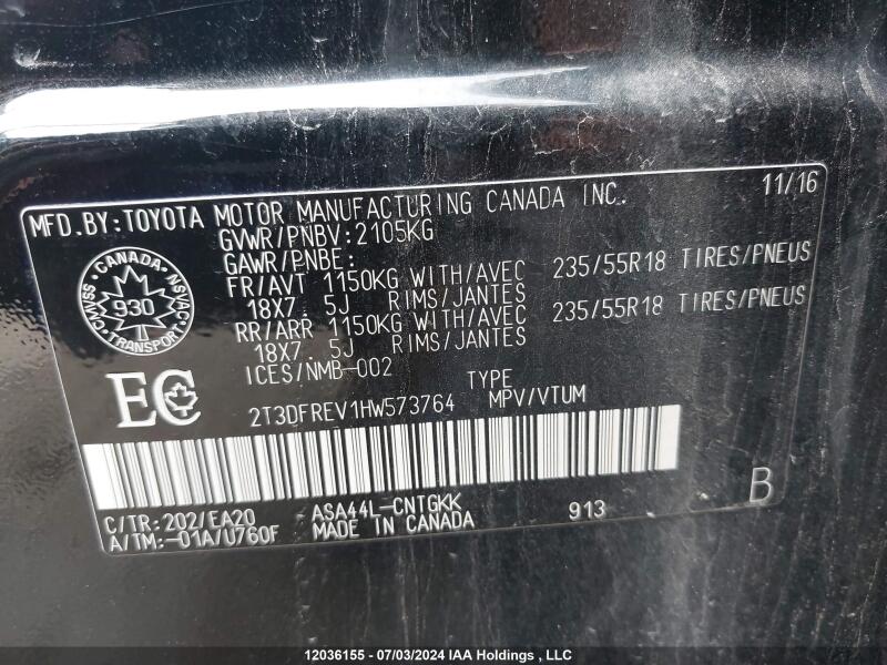 2017 TOYOTA RAV4 LIMITED/SE/PLATINUM - 2T3DFREV1HW573764 | SeoVin.biz