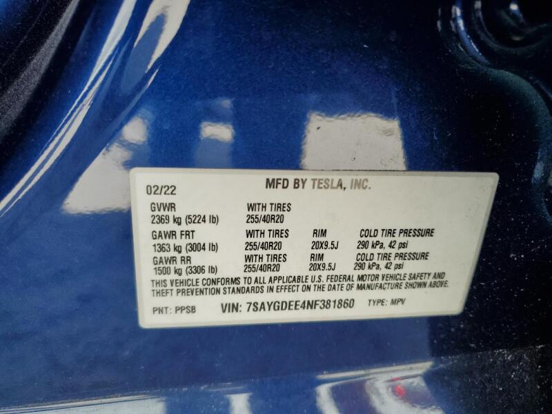 2022 TESLA MODEL Y - 7SAYGDEE4NF381860 | SeoVin.biz