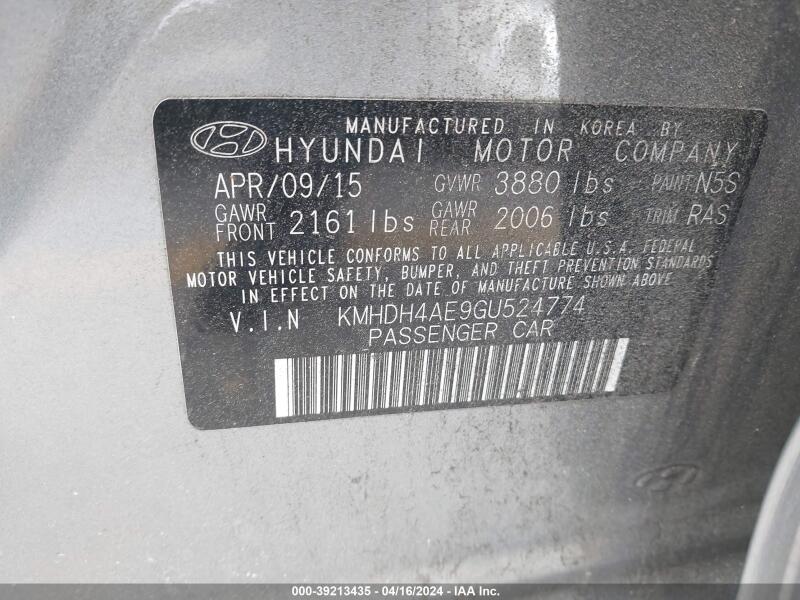 2016 HYUNDAI ELANTRA SE - KMHDH4AE9GU524774 | SeoVin.biz