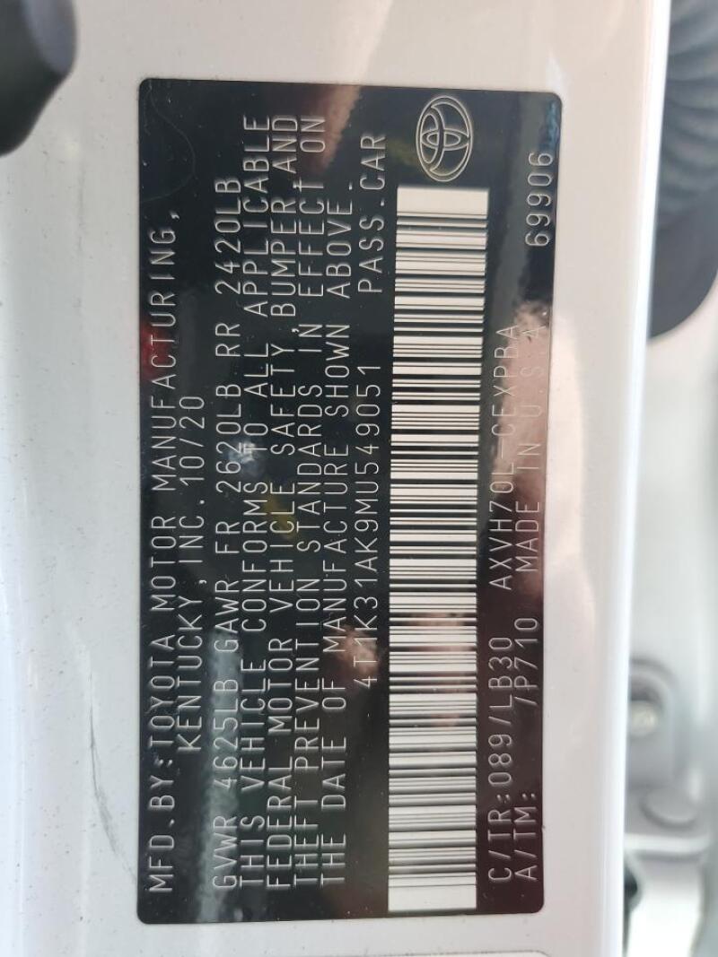 2021 TOYOTA CAMRY XSE - 4T1K31AK9MU549051 | SeoVin.biz