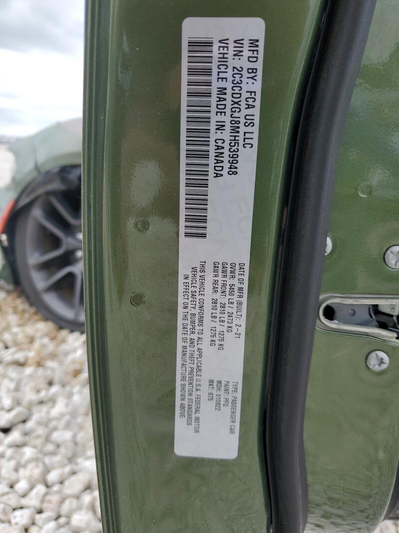 2021 DODGE CHARGER SCAT PACK - 2C3CDXGJ8MH539948 | SeoVin.biz