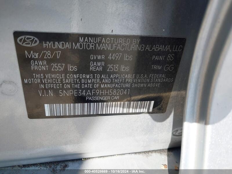 2017 HYUNDAI SONATA SPORT - 5NPE34AF9HH582041 | SeoVin.biz