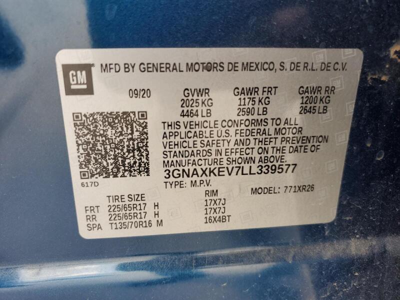 2020 CHEVROLET EQUINOX LT - 3GNAXKEV7LL339577 | SeoVin.biz