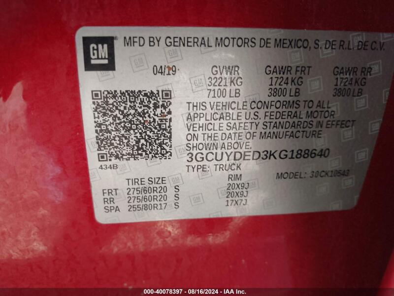 2019 CHEVROLET SILVERADO 1500 LT - 3GCUYDED3KG188640 | SeoVin.biz
