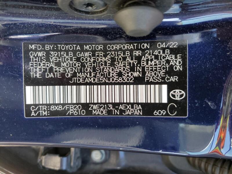 2022 TOYOTA COROLLA LE - JTDEAMDE5NJ058302 | SeoVin.biz