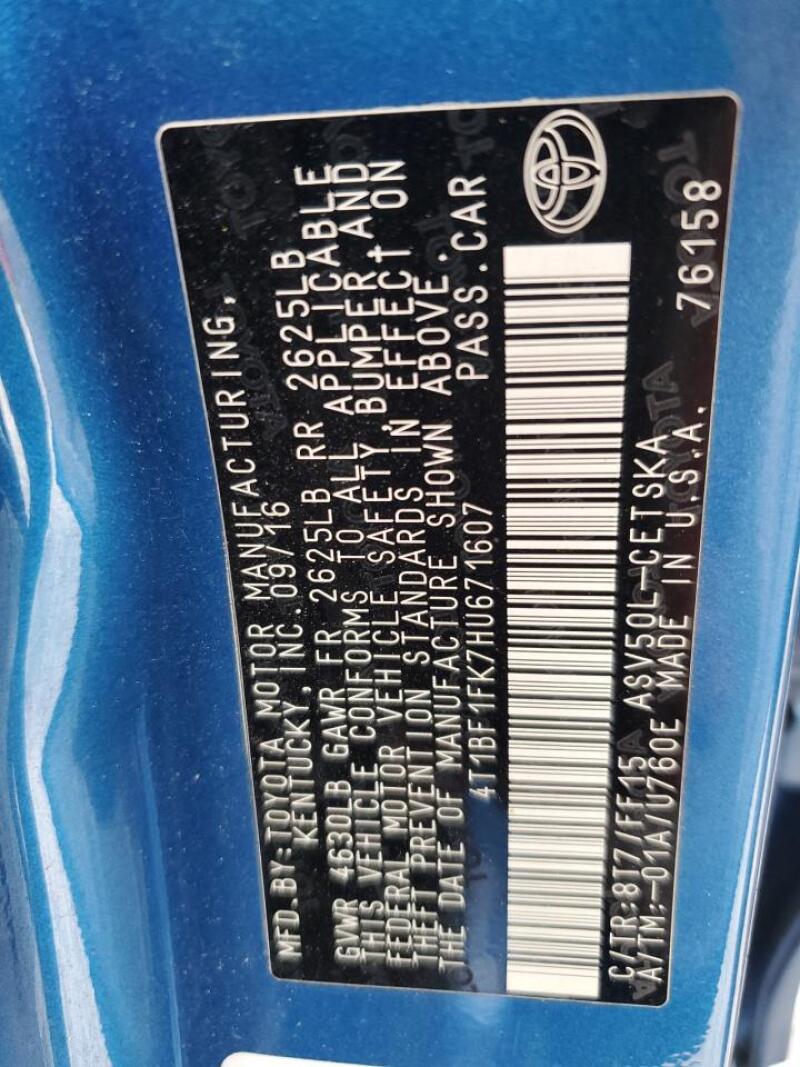 2017 TOYOTA CAMRY LE - 4T1BF1FK7HU671607 | SeoVin.biz