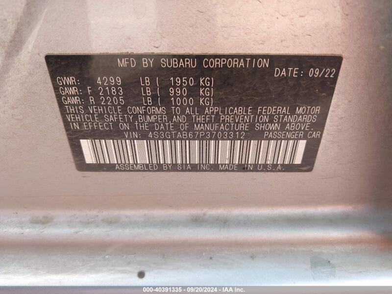 2023 SUBARU IMPREZA BASE 5-DOOR - 4S3GTAB67P3703312 | SeoVin.biz