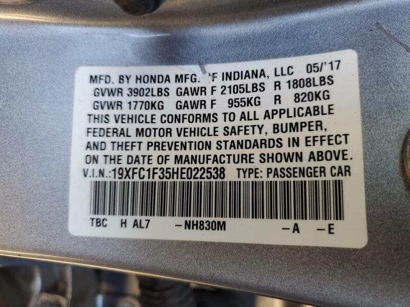 2017 HONDA CIVIC EX - 19XFC1F35HE022538 | SeoVin.biz