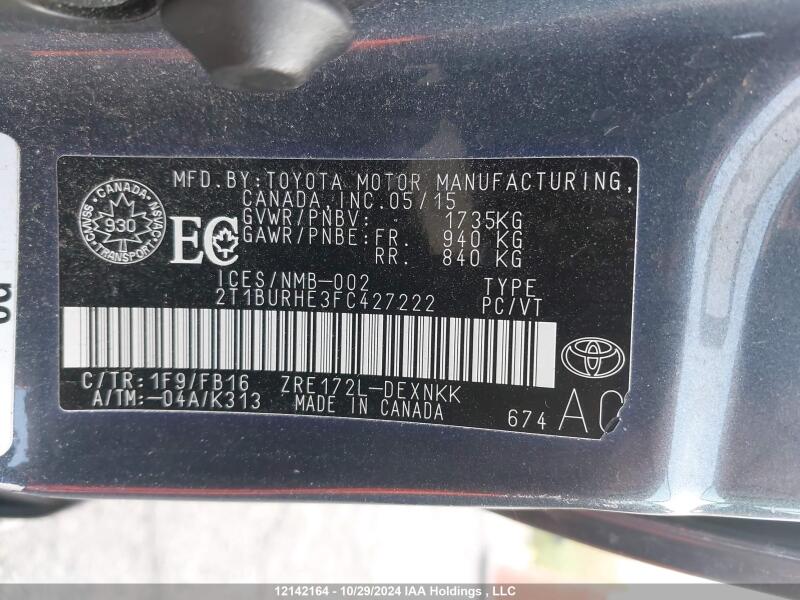 2015 TOYOTA COROLLA L/LE/LE PLS/PRM/S/S PLS - 2T1BURHE3FC427222 | SeoVin.biz