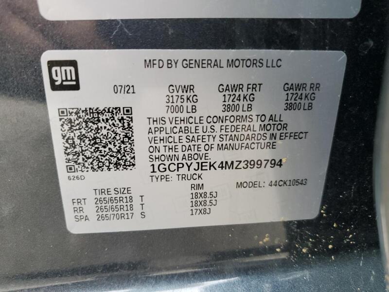 2021 CHEVROLET SILVERADO K1500 LT - 1GCPYJEK4MZ399794 | SeoVin.biz