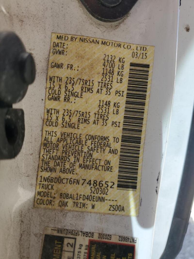 2015 NISSAN FRONTIER S - 1N6BD0CT6FN748652 | SeoVin.biz