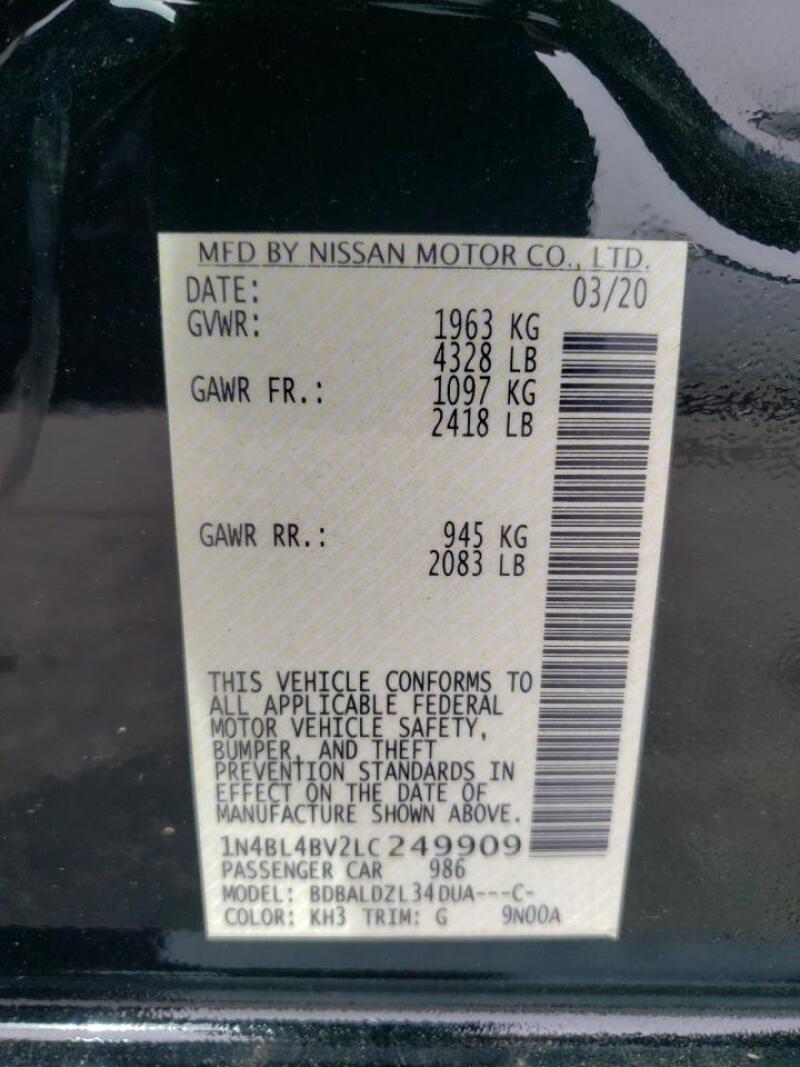 2020 NISSAN ALTIMA S - 1N4BL4BV2LC249909 | SeoVin.biz