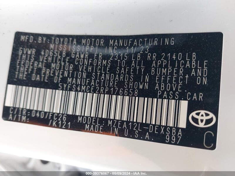 2024 TOYOTA COROLLA SE - 5YFS4MCE2RP176658 | SeoVin.biz