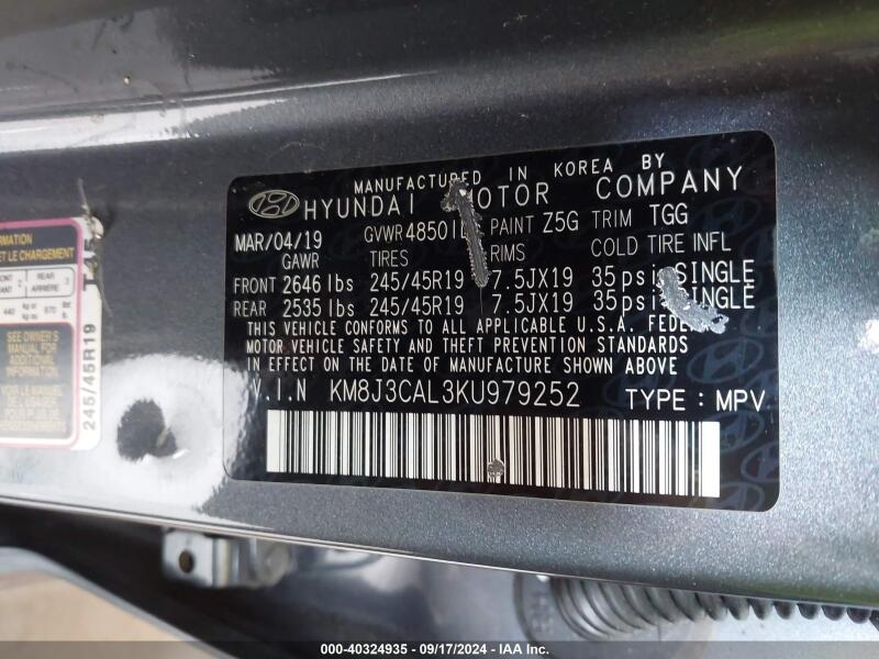 2019 HYUNDAI TUCSON SPORT - KM8J3CAL3KU979252 | SeoVin.biz