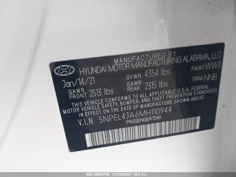 2021 HYUNDAI SONATA SEL - 5NPEL4JA6MH110944 | SeoVin.biz