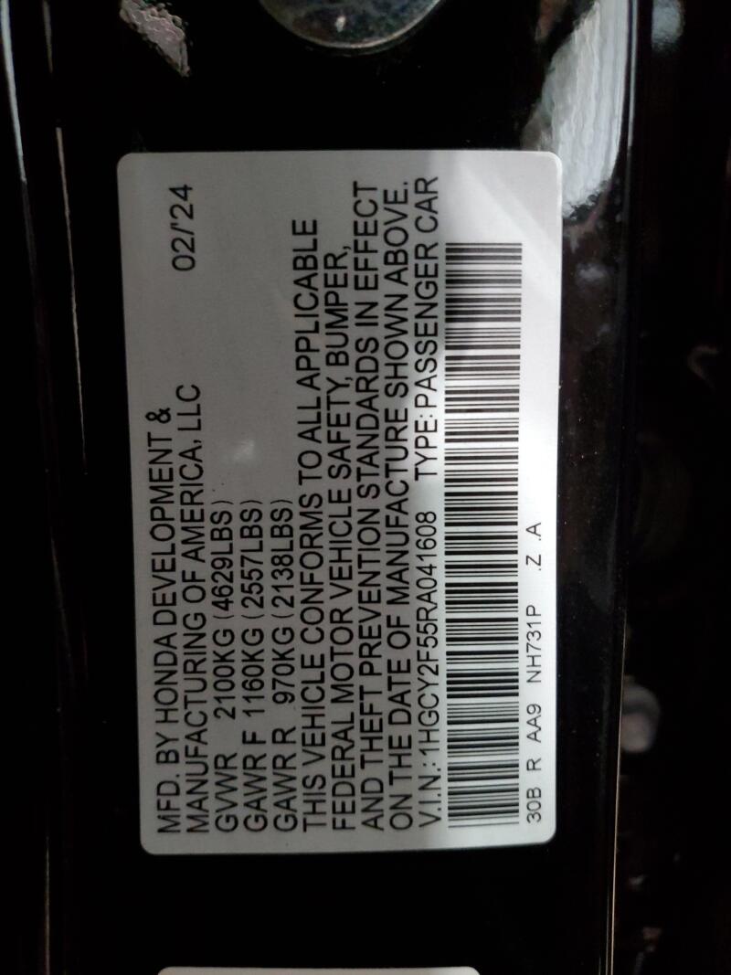 2024 HONDA ACCORD HYBRID SPORT - 1HGCY2F55RA041608 | SeoVin.biz