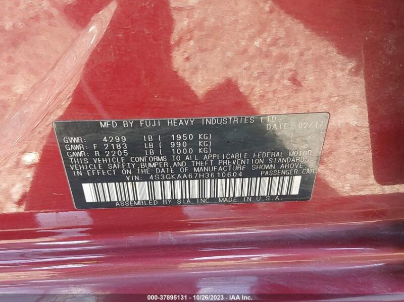 2017 SUBARU IMPREZA 2.0I - 4S3GKAA67H3610604 | SeoVin.biz