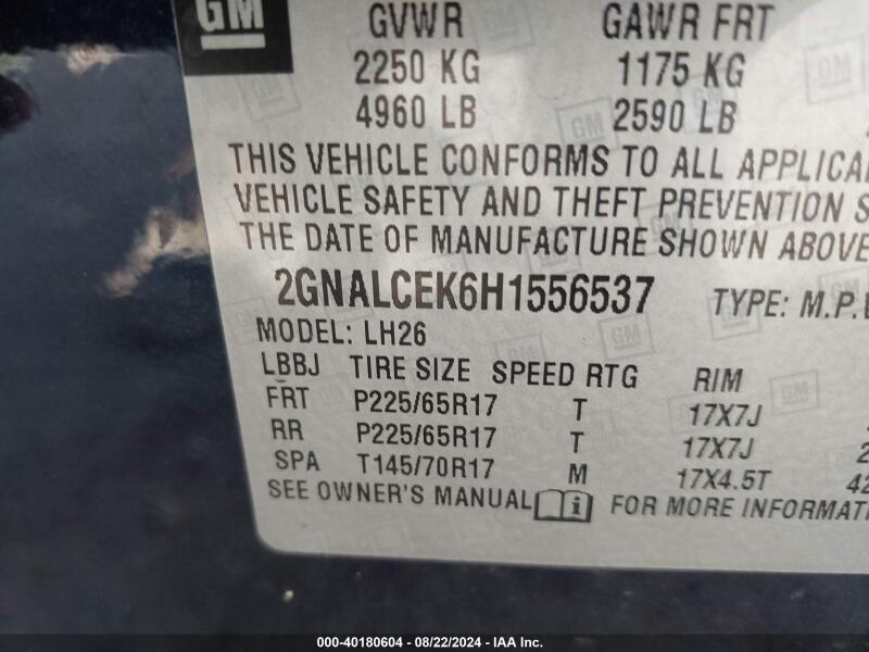 2017 CHEVROLET EQUINOX LT - 2GNALCEK6H1556537 | SeoVin.biz