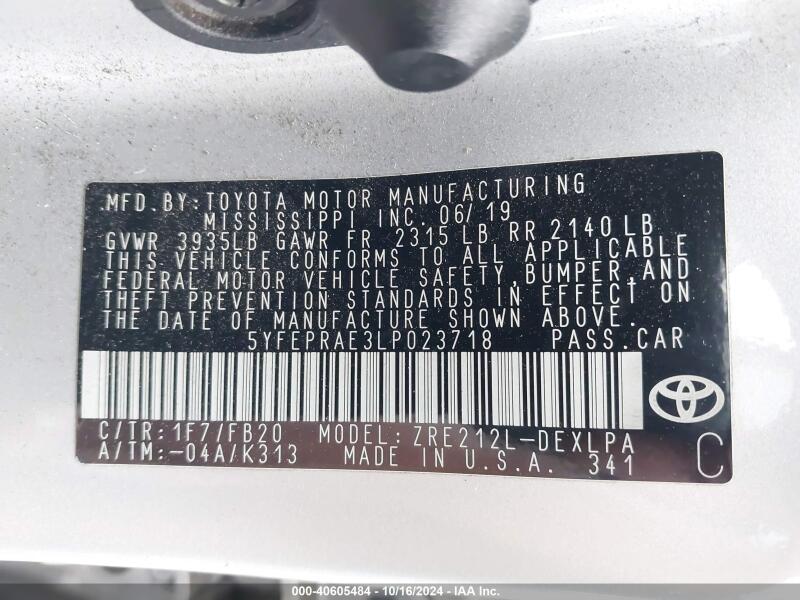 2020 TOYOTA COROLLA LE - 5YFEPRAE3LP023718 | SeoVin.biz