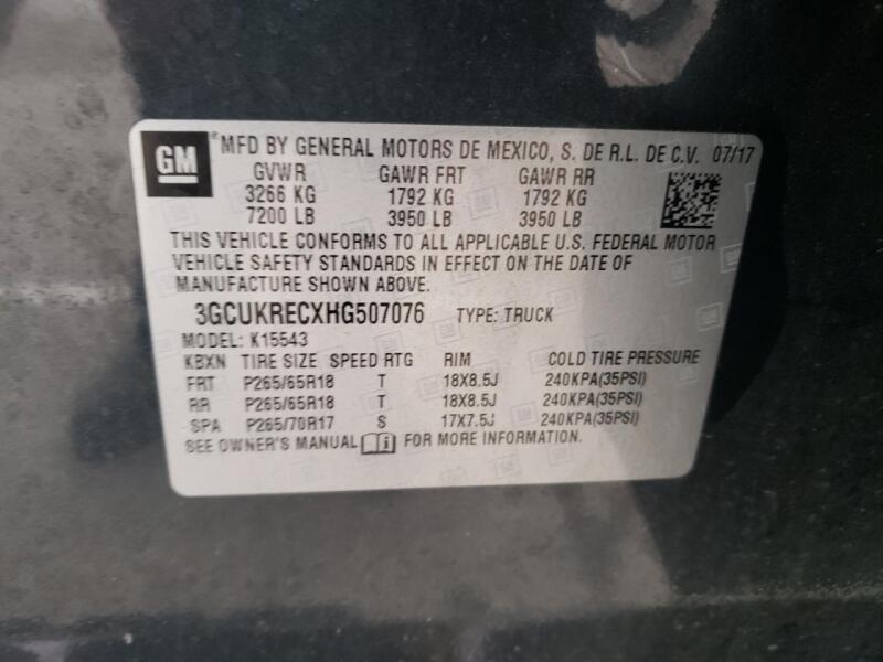2017 CHEVROLET SILVERADO K1500 LT - 3GCUKRECXHG507076 | SeoVin.biz