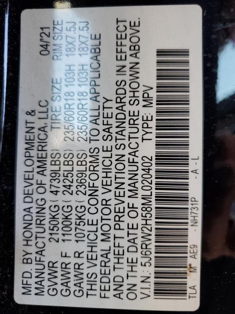 2021 HONDA CR-V EX - 5J6RW2H58ML020402 | SeoVin.biz