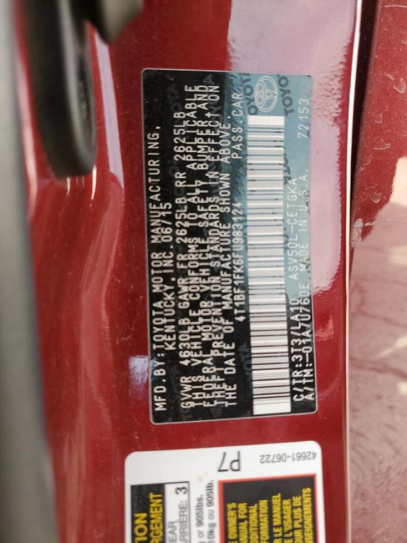 2015 TOYOTA CAMRY LE - 4T1BF1FK6FU983124 | SeoVin.biz