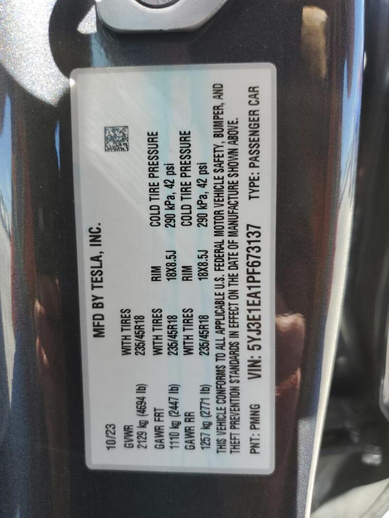 2023 TESLA MODEL 3 - 5YJ3E1EA1PF673137 | SeoVin.biz
