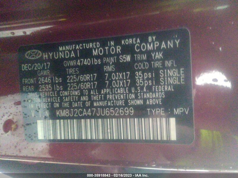 2018 HYUNDAI TUCSON SE - KM8J2CA47JU652699 | SeoVin.biz