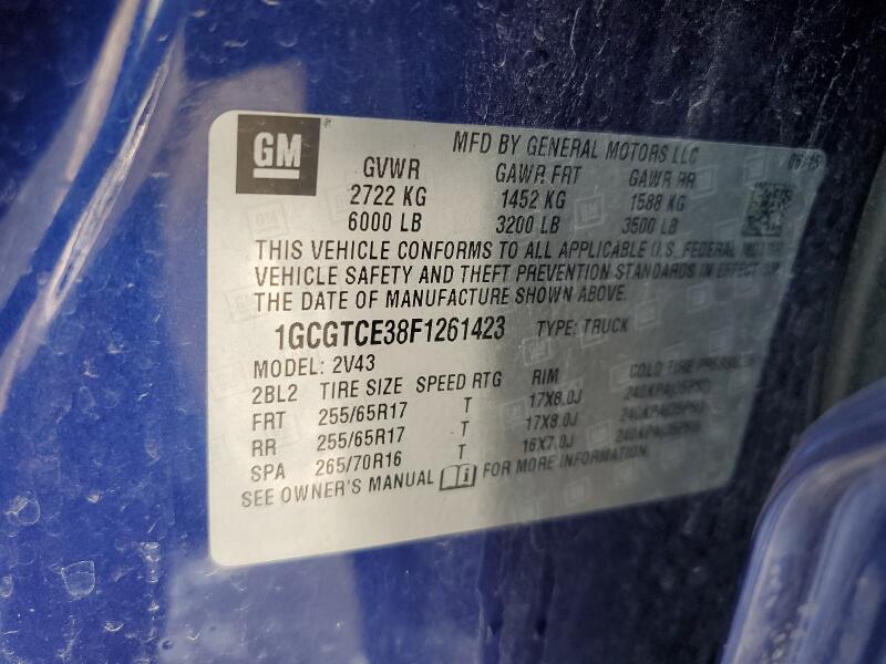 2015 CHEVROLET COLORADO Z71 - 1GCGTCE38F1261423 | SeoVin.biz