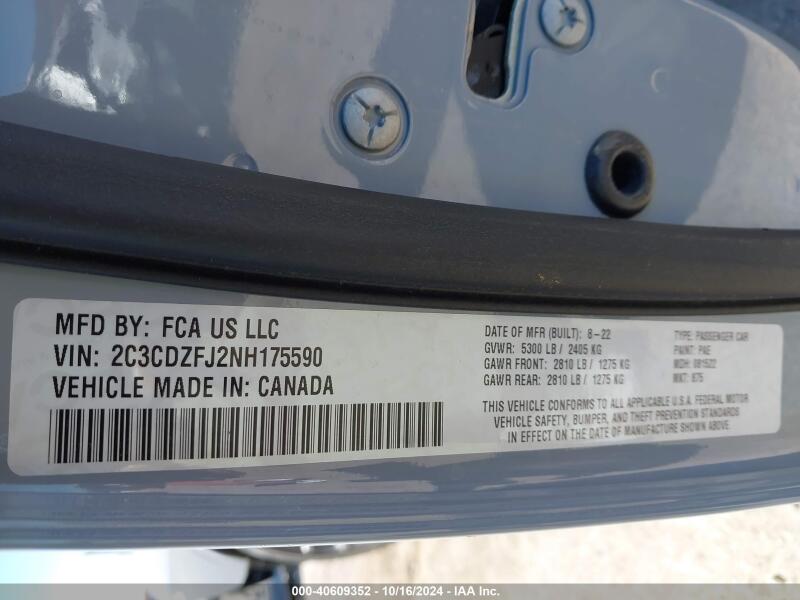 2022 DODGE CHALLENGER R/T SCAT PACK - 2C3CDZFJ2NH175590 | SeoVin.biz