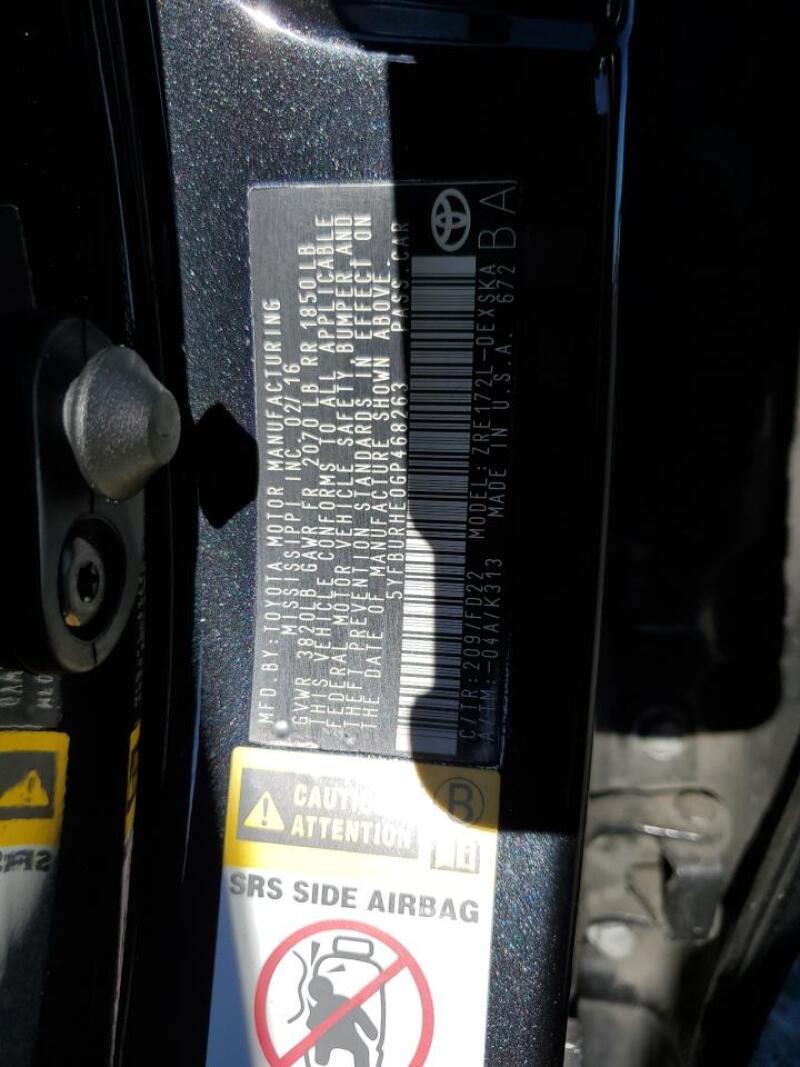 2016 TOYOTA COROLLA L - 5YFBURHE0GP468263 | SeoVin.biz