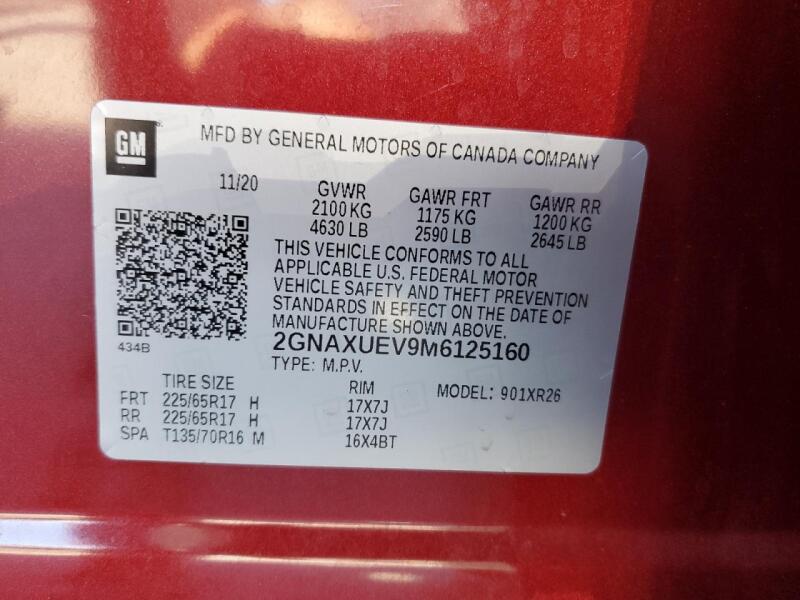 2021 CHEVROLET EQUINOX LT - 2GNAXUEV9M6125160 | SeoVin.biz