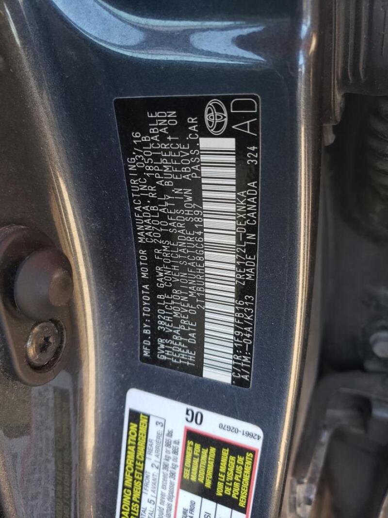 2016 TOYOTA COROLLA L - 2T1BURHE8GC641897 | SeoVin.biz