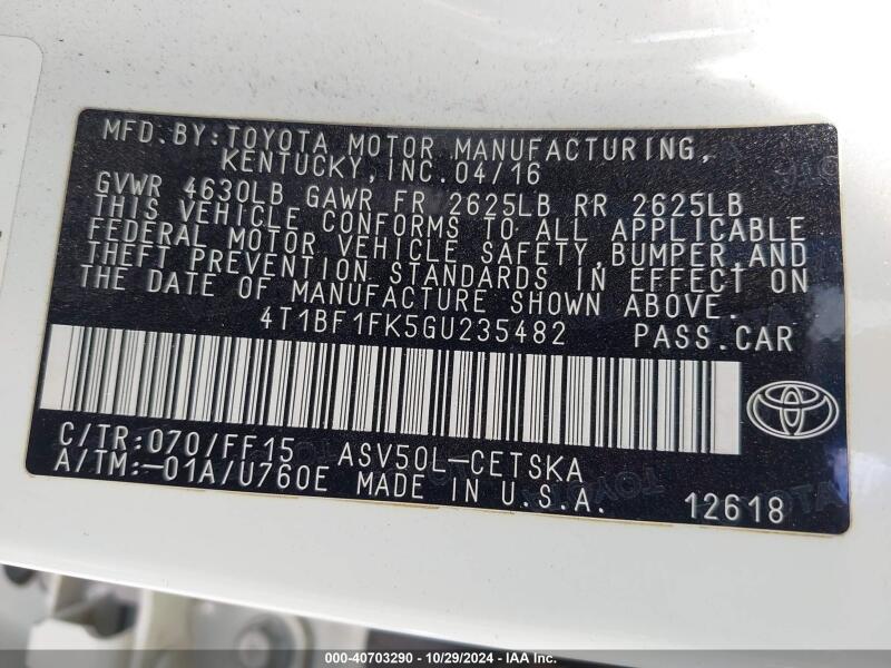 2016 TOYOTA CAMRY SE - 4T1BF1FK5GU235482 | SeoVin.biz
