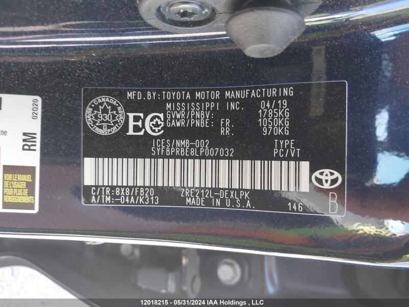 2020 TOYOTA COROLLA - 5YFBPRBE8LP007032 | SeoVin.biz
